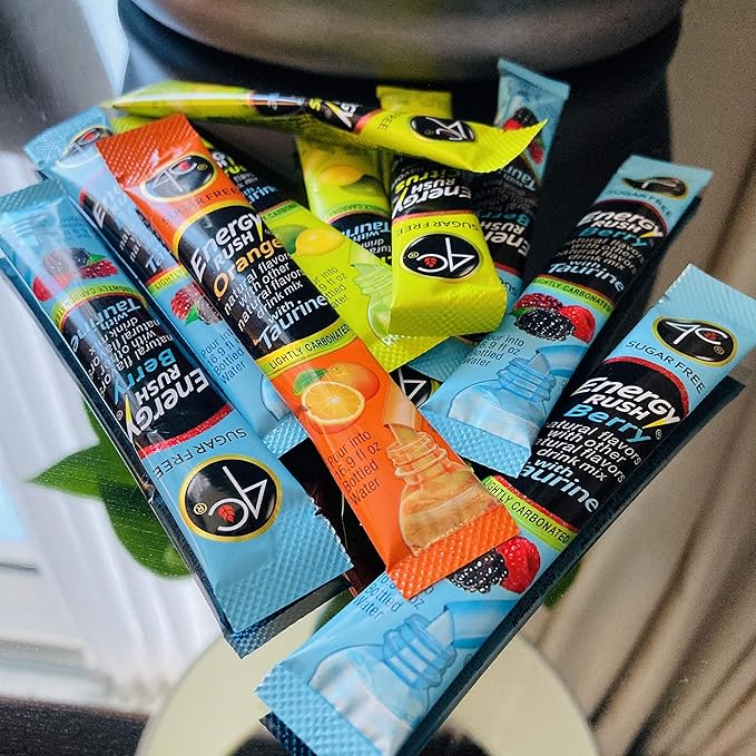 4C Powder Energy Rush Stix Energy Rush - Orange 350 Count Bulk Buy Singles Stix On the Go Refreshing Water Flavorings Value Pack