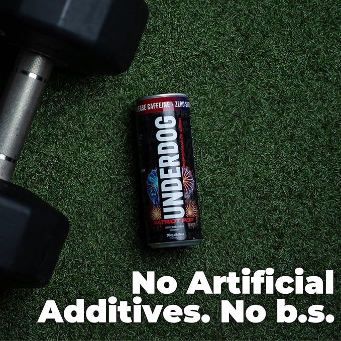 Underdog Performance Energy Drink Patriot Pop Nootropics Green Tea Extract Citrulline Clean Sugar Free Fast &amp Slow Release 249mg Caffeine per Serving No Artificial Additives 12 Pack