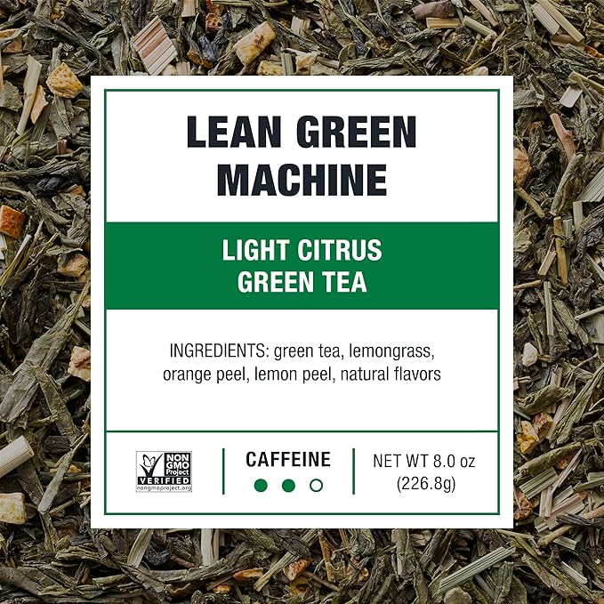Tiesta Tea - Lean Green Machine Cold Brew Loose Leaf Light Citrus Green Tea Medium Caffeinated Blend Cold Brew Packets Makes 64 oz Per Bag (Pack of 10)