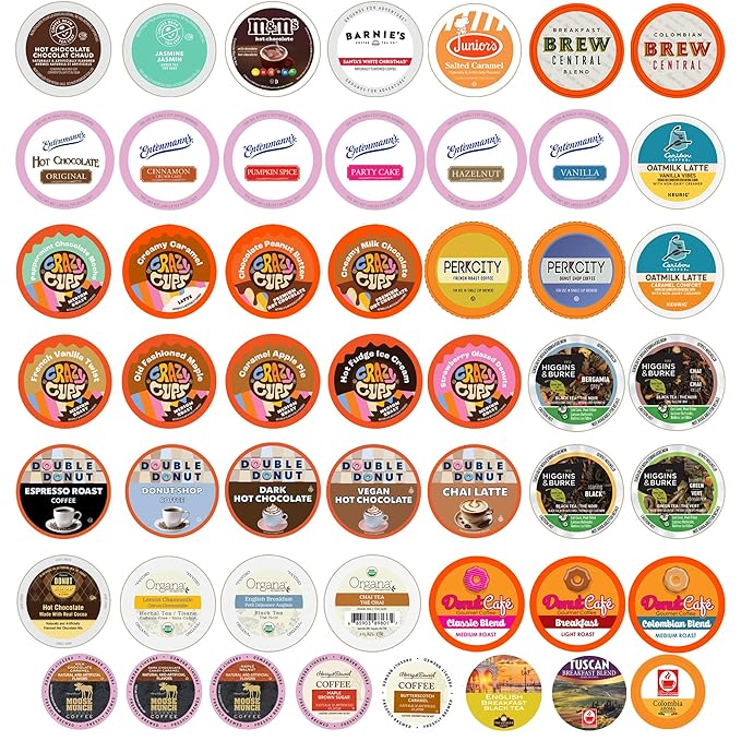 Perfect Samplers Coffee Tea Cider Cappuccino &amp Hot Chocolate Single Serve Cups for Keurig K Cup Brewers Sampler 50 Count