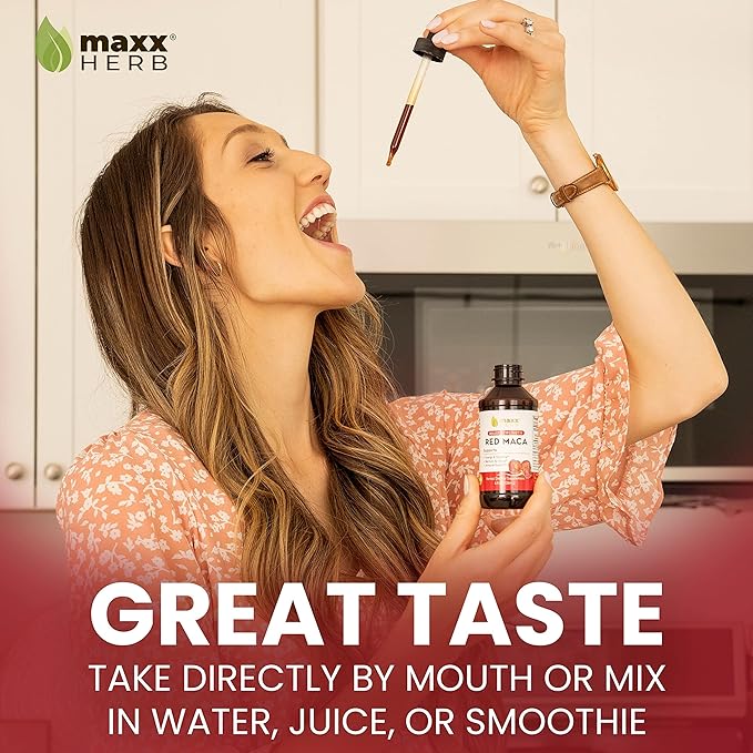 Maxx Herb Red Maca Root Extract - Max Strength Liquid Drops Absorb Better Than Powder or Capsules for Stamina Memory and Focus - 4 Oz Bottle (60 Servings)