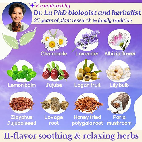 2 Pack of Dr. Lu’s Happy Sleep Tea | 100% Natural Calming Herbal Tea | Traditional Nighttime Relaxation Blend with Chamomile Lavender Lemon Balm &amp More Herbs