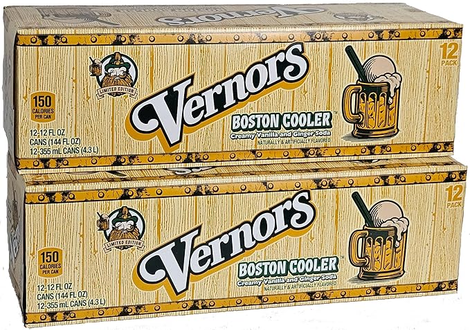 Vernors Ginger Soda (ale) Boston Cooler Edition creamy vanilla 12-pack 12-ounce cans in fridge pack (24-count)