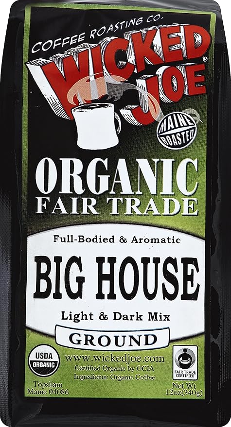 WICKED JOE Coffee Ground Big House Light &amp Dark Mix Roast 12-Ounce Bag (Pack of 6)