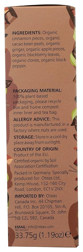 Oteas Organic Chocolate Chai Tea USDA Certified Organic Gluten Free &amp Non-GMO 15 Tea Bags (Pack of 6)