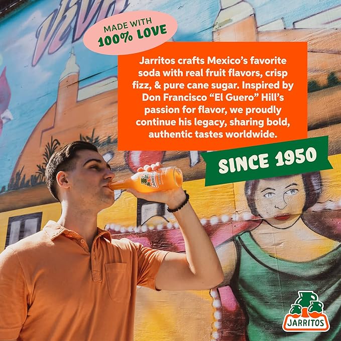 Jarritos - Mexican Soda Soft Drinks Pineapple (17.7 oz 524ml) 24 Bottles - Made with Real Cane Sugar - 0g Fat - Made in Mexico - Natural Flavor Soda Pop - Party &amp BBQ Beverages