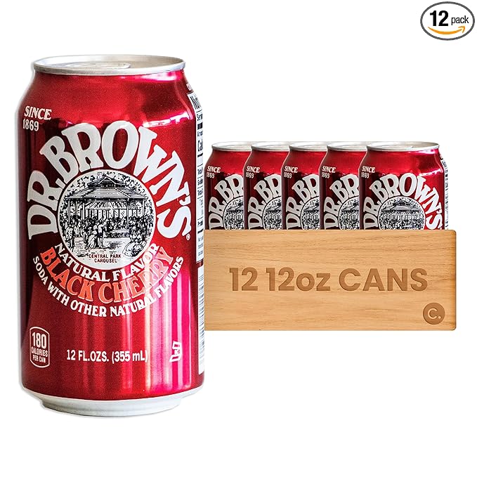 Dr Brown's Black Cherry Soda - Smooth Refreshing Crisp Cherry Flavors - 12 12oz Cans