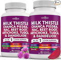NEW AGE Milk Thistle NAC Chanca Piedra Beet Root Artichoke Dandelion Root Astragalus - Plus TUDCA &amp Ginger - 120 Count