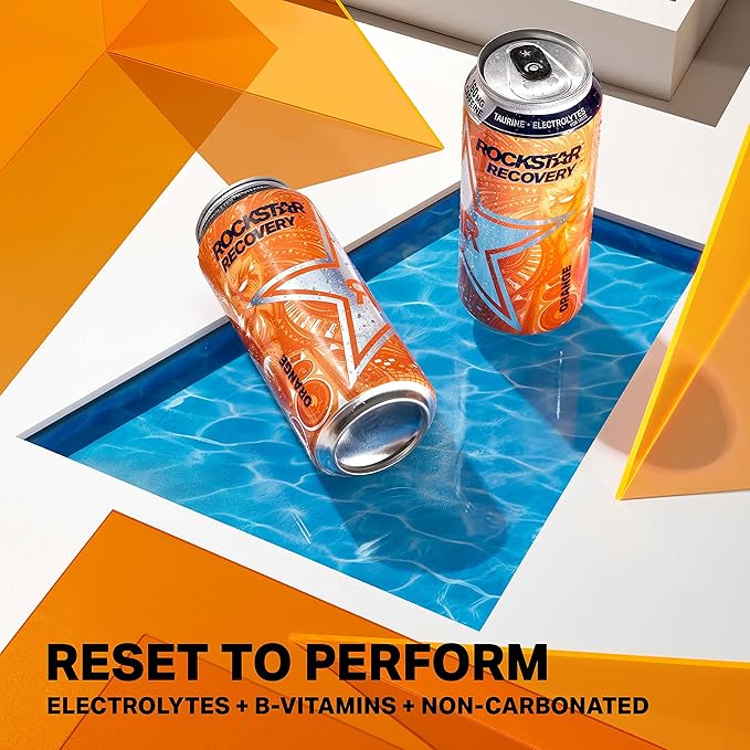 Rockstar Energy Drink with Caffeine Taurine and Electrolytes Recovery Lemonade 16oz (12 Pack) (Packaging May Vary)