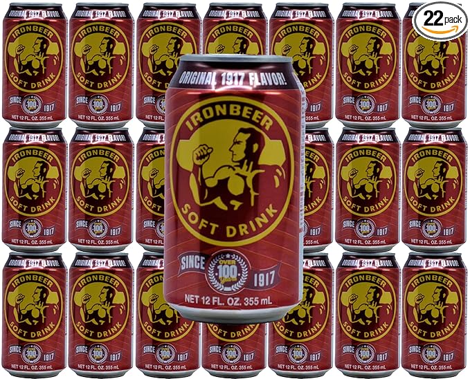 (22 Pack Bundle) of Ironbeer one of Cuba's Favorite Soda Beverages | A Soft Drink Package Bundle That's Great With Any Care Package | If You like Dr.Pepper or Cream Soda U Will Love This One | 12