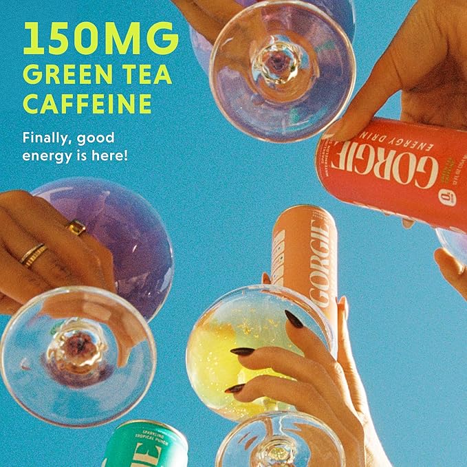 GORGIE Sugar Free Natural Energy Drinks BestSellers Variety (12 Pack) - Healthy Energy Drinks - Natural Coffee Replacement with Green Tea Caffeine and Biotin - 150mg Caffeine Vegan &amp Low Calori