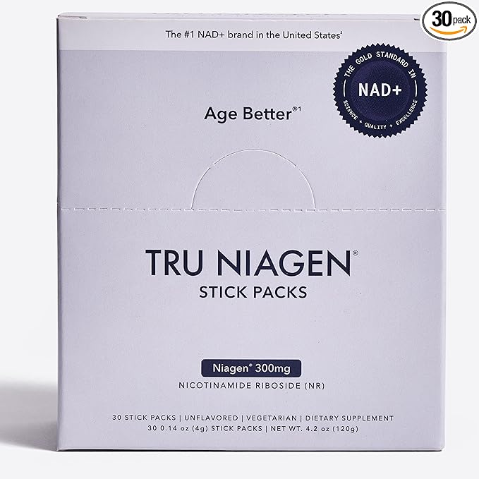 TRU NIAGEN NAD+ Booster with Hydration &amp Prebiotic Support Award-Winning Nicotinamide Riboside Mixing Powder for Cellular Energy Repair &amp Healthy Aging - 30ct/300mg Stick Packs: On-The-Go Sup