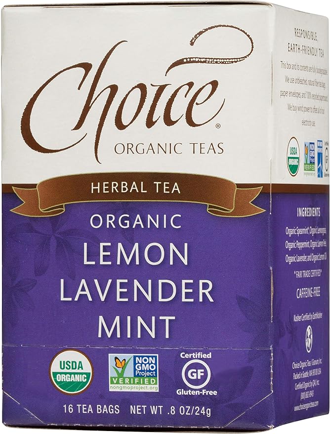 Choice Organic Teas Herbal Tea 16 Tea Bags Lemon Lavender Mint Caffeine Free