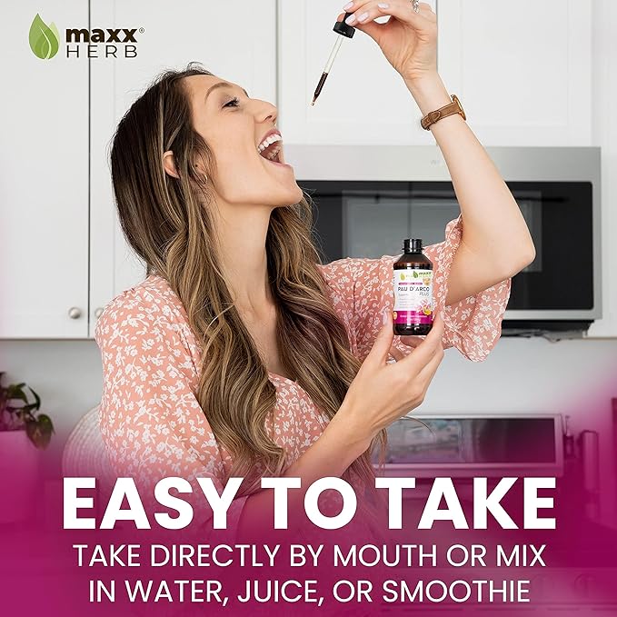 Maxx Herb PAU D’Arco Extract with Dandelion Root &amp Red Clover Therapeutic Blend PAU Darco Tincture Absorbs Better Than Taheebo Tea or Capsules for Immune Support 4 Bottles (240 Servings)