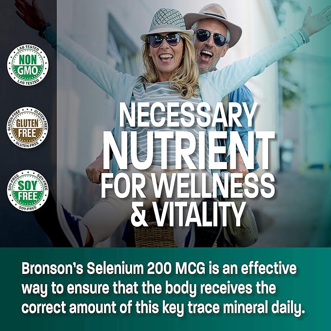 Bronson Marine Collagen Peptides Hydrolyzed Protein Powder 100% Wild Caught Nordic Cod + Selenium 200 Mcg for Immune System Thyroid Prostate and Heart Health