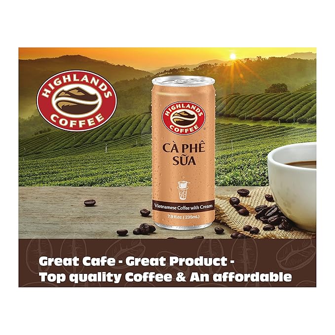 Highlands Coffee C PH SA 7.9 oz Can Bundle (6/12/24 Count) - Premium Iced Milk Coffee with Condensed Milk (Pack of 12)