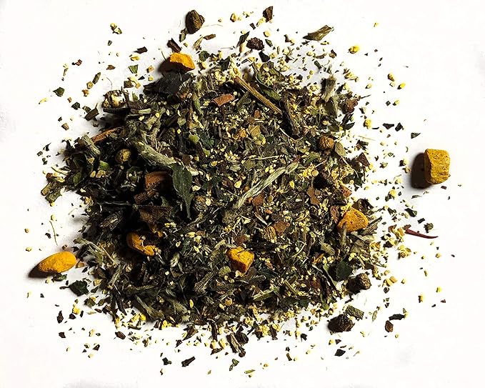 FIRE TEAS DETOX &amp GLOW - Ayurvedic Cleansing Tea - Organic White Tea Turmeric (Curcumin) Ginger Cardamom Cinnamon &amp Saffron - Delicious Fast &amp Effective -