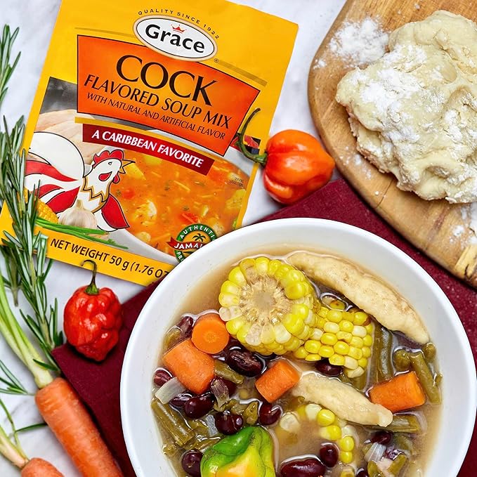Grace Variety Pack of Flavored Soup 12 Pack - Chicken Fish Cock and Pumpkin Jamaican Flavored Mixes