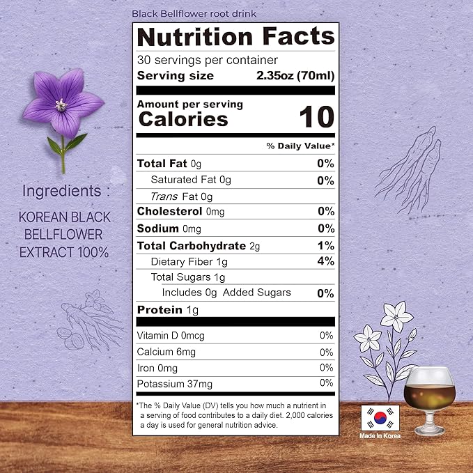 Korean Black Bellflower Extract – Premium Root Juice for Lung &amp Throat Health 100% Korean-Grown Black Bellflower No Additives or Preservatives Daily Herbal Wellness Drink (30 Pouches)