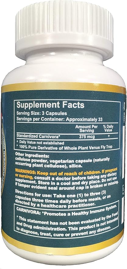 Carnivora Vegi-Caps - Gluten Free Vegan Friendly Capsules to Strengthen and Support Your Immune System (100 Capsules)