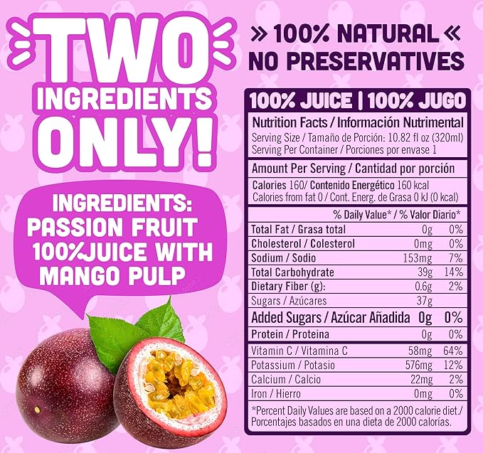 NILO Passion Fruit Juice | 100% Squeezed Maracuya Passion Fruit | NO Sugar added | NOT From Concentrate | 10.8 oz (Pack of 12)