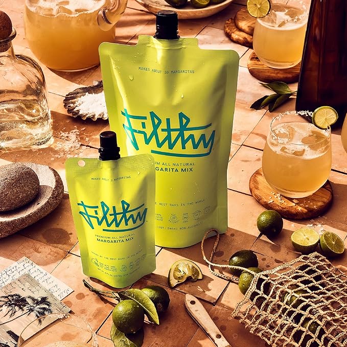 Filthy Margarita Mix Premium Cocktail Mixer All-Natural Non-GMO Vegan &amp Gluten-Free Made with 100% Fresh Florida Lime Juice and Organic Agave Nectar from Jalisco Mexico 32 Oz Pouch 2 Pack