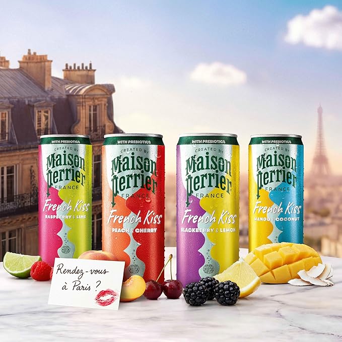 Maison Perrier French Kiss Sweetened Sparkling Juice Beverage Mango &amp Coconut Flavors With Real Fruit Juices 24Pk
