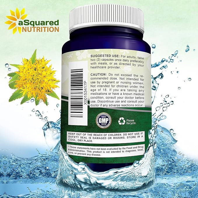 aSquared Nutrition Rhodiola Rosea Supplement 1000mg - 180 Vegan Capsules - Max Strength Rhodiola Root Extract Pills Improve Pure Energy Brain Function &amp Stress Relief -Golden Root Herb Powder Tab