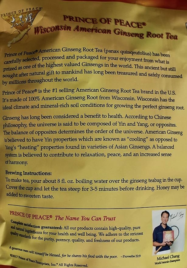 Prince of Peace 100% American Wisconsin Ginseng Root Tea 80 Tea Bags