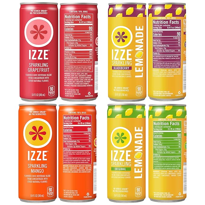 IZZE Sparkling Juice Variety Pack 8.4 Fl Oz (Pack of 24)