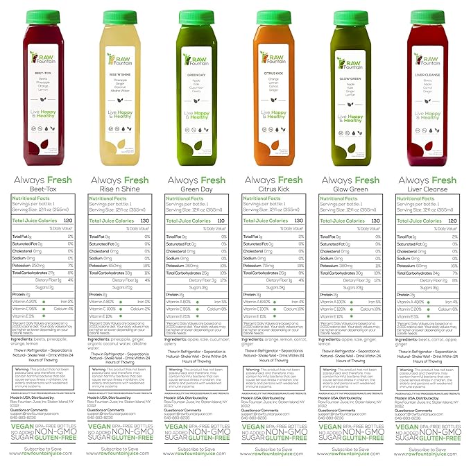 5 Day Juice Cleanse by Raw Fountain All Natural Raw Detox Cleanse Cold Pressed Juice Fast Great Way to Jumpstart a Healthy Diet Kosher Vegan NO Sugar Added 30 Bottles 12oz