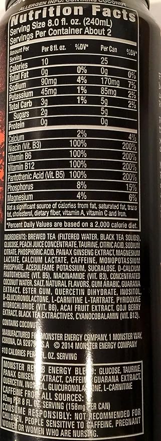 Monster Rehab - Peach Tea + Energy - 15.5oz (Pack of 16)