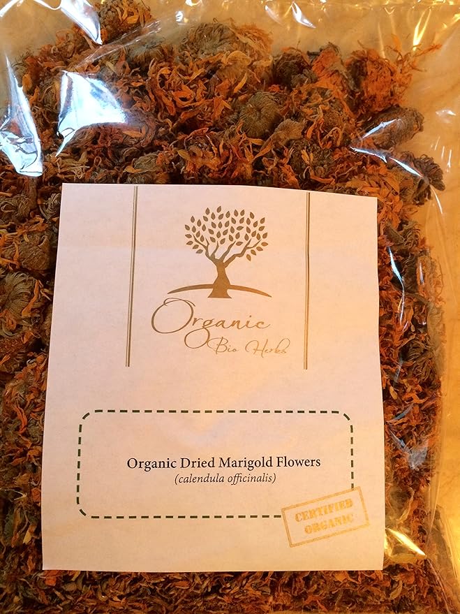 Organic Bio Herbs-Premium Dried Marigold Flowers – Natural Herbal Tea &amp Culinary Use Whole &amp Sun-Dried for Freshness (Calendula Officinalis) 6 Oz.