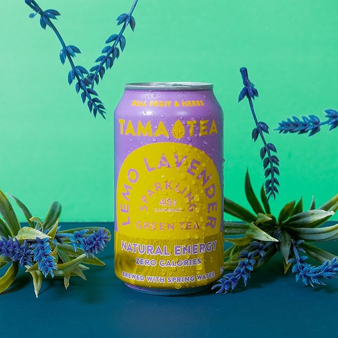 Unsweetened Sparkling Green Tea by Tama Tea - Organic Lemo Lavender Iced Green Tea Zero Calories &amp Zero Carbs | 45mg Caffeine No Artificial Ingredients 12 oz (12-Pack)