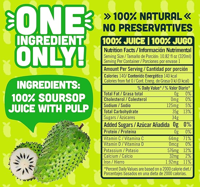 Nilo Soursop Juice with Pulp Natural 16.57 fl oz (Pack of 12)