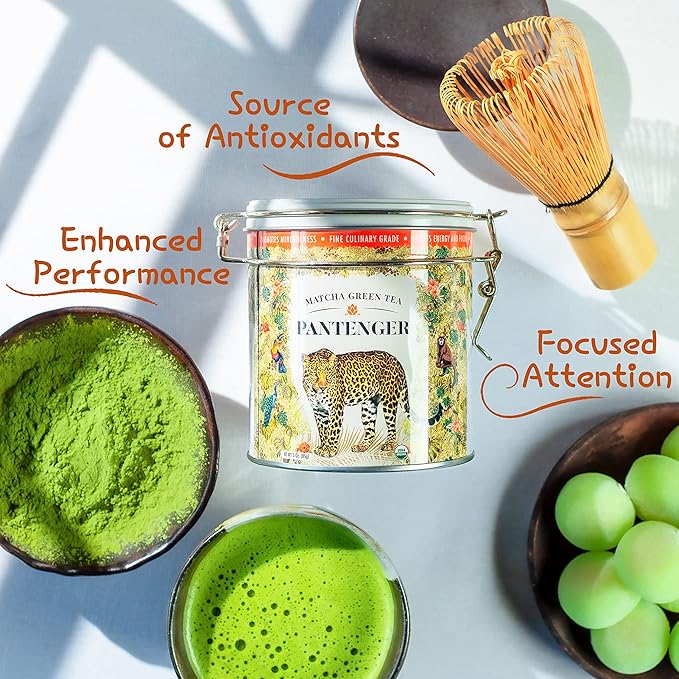 Pantenger Organic Matcha Green Tea Powder | 3 OZ - 70 Servings | Authentic Japanese Matcha Powder | Premium First Harvest | Latte &amp Smoothie Grade.