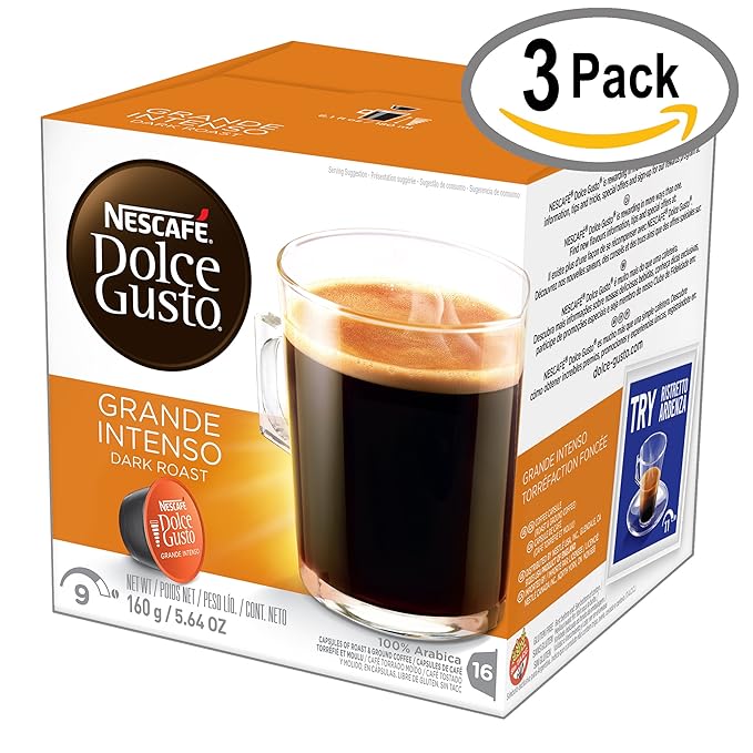 NESCAFÃƒâ€° Dolce Gusto Coffee Capsules Grande Intenso 48 Single Serve Pods (Makes 48 Cups) 16 Count (Pack of 3)