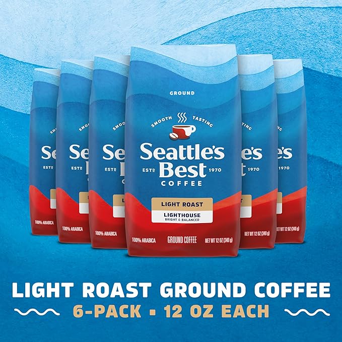 Seattle’s Best Coffee Light Roast Ground Coffee Lighthouse 100% Arabica 6 Bags (12 oz Each)