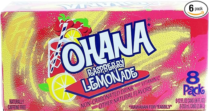 Ohana! raspberry lemonade non-carbonated caffeine free 12-fluid ounce cans 8-pack in box (6)