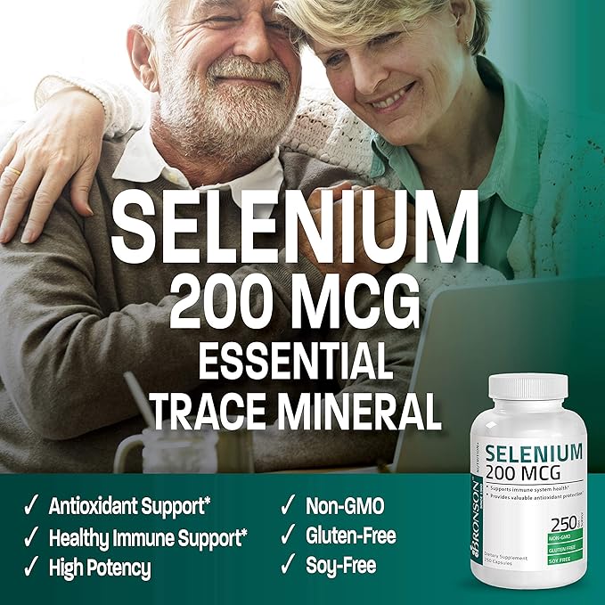 Bronson Marine Collagen Peptides Hydrolyzed Protein Powder 100% Wild Caught Nordic Cod + Selenium 200 Mcg for Immune System Thyroid Prostate and Heart Health