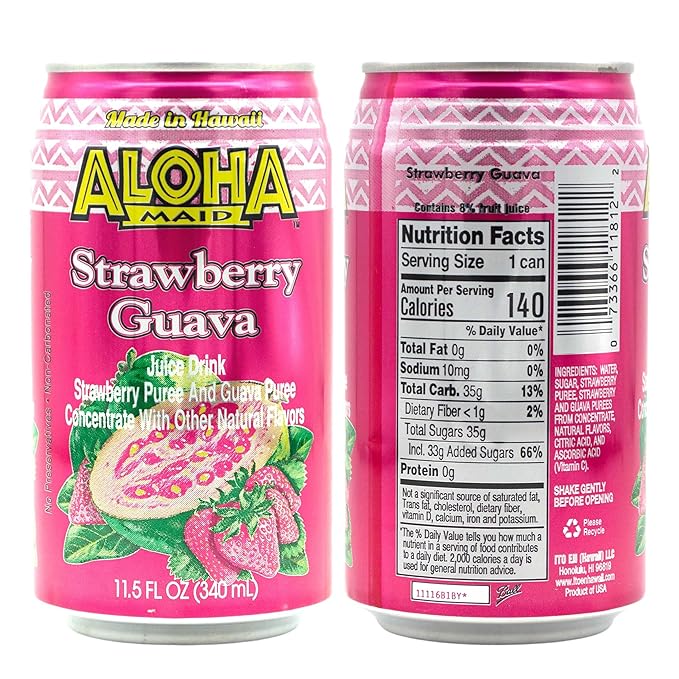Aloha Maid Drinks Guava Variety 4 Cans per Flavor Total 12 Cans