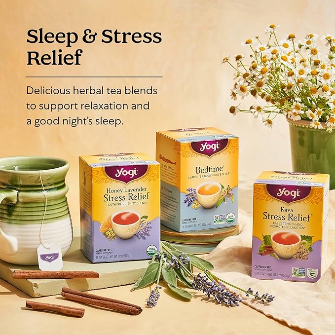 Yogi Tea Comforting Chamomile Tea - 16 Tea Bags per Pack (6 Packs) - Organic Chamomile Tea Bags - Supports a Good Night's Sleep &amp Occasional Stomach Discomfort - Made from Organic Chamomile Flower