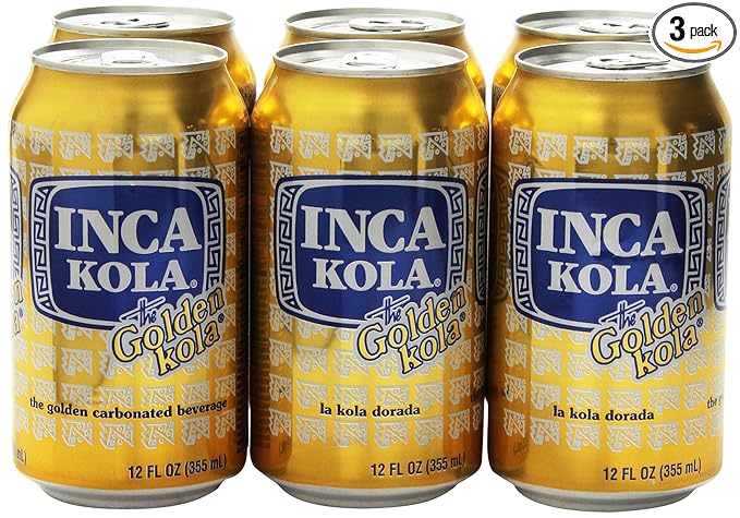 Inca Kola Golden Carbonated Beverage Soda - la kola dorada - 12 oz cans - 6pk Set of 3