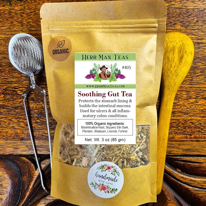 Soothing Gut Tea - Protects The Stomach Lining &amp Builds The intestinal mucous formulated by Master Herbalist Khabir