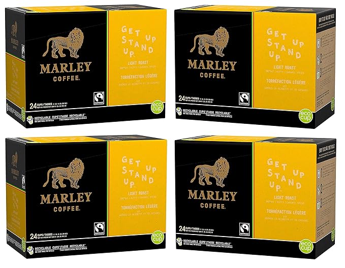 Marley CoffeeGet Up Stand Up Single Serve RealCup Organic Light Roast for Keurig K-Cup Brewers 96 Count