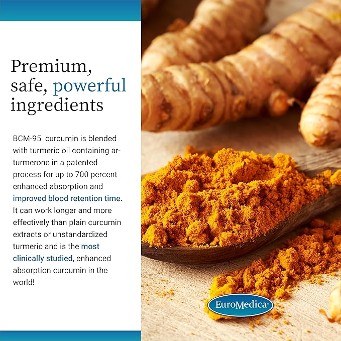 EuroMedica Curaphen Extra Strength - Curcumin &amp Boswellia Supplement for Healthy Circulation Support - Turmeric Supplement to Support Joints Muscle Health &amp Endorphin Production - 120 Tablets