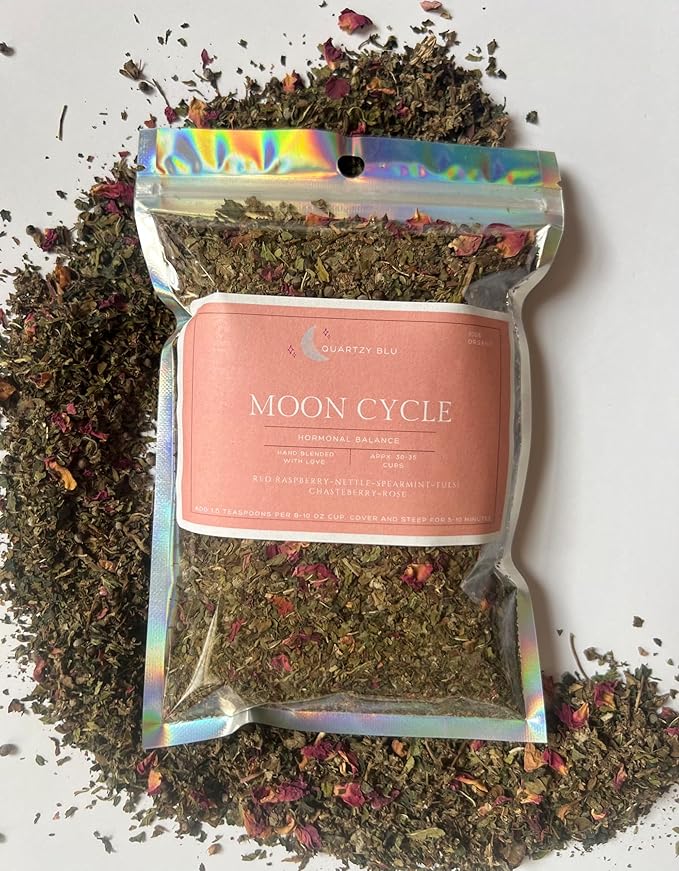 Quartzy Blu Moon Cycle Tea – Herbal Women’s Wellness Tea | Botanical Blend for Monthly Cycle Support | Caffeine-Free All-Natural Womb Wellness Blend