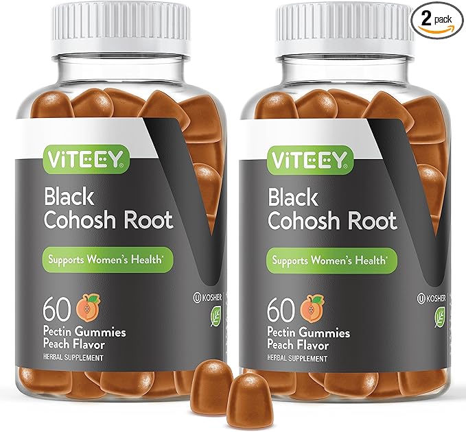 Viteey Black Cohosh Root Gummies - Menopause Relief for Hot Flashes and Night Sweats - Vegan Gluten Free Non-GMO - 120 Count