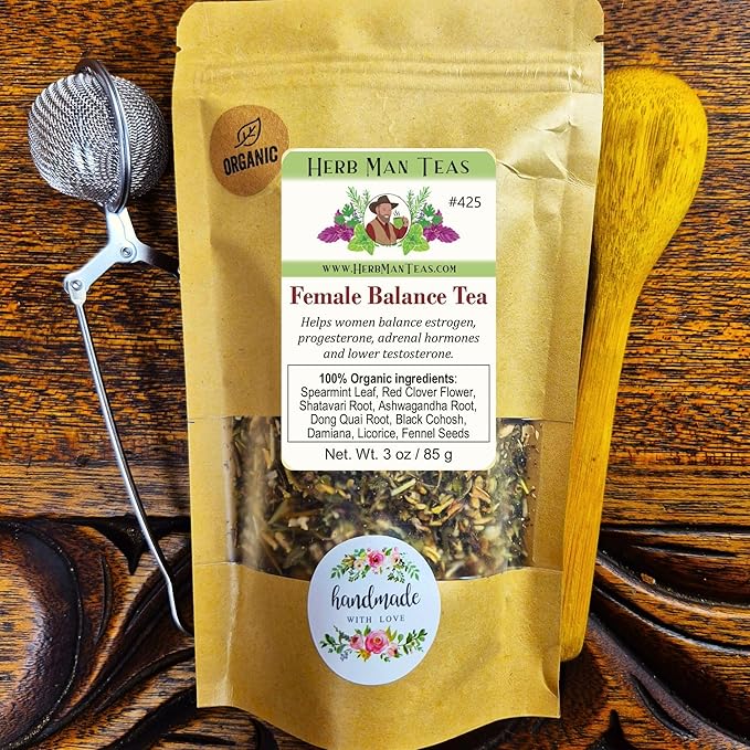 FEMALE HORMONE BALANCE TEA - Balances female and adrenal hormones formulated by master herbalist Khabir -100% Organic Non-GMO