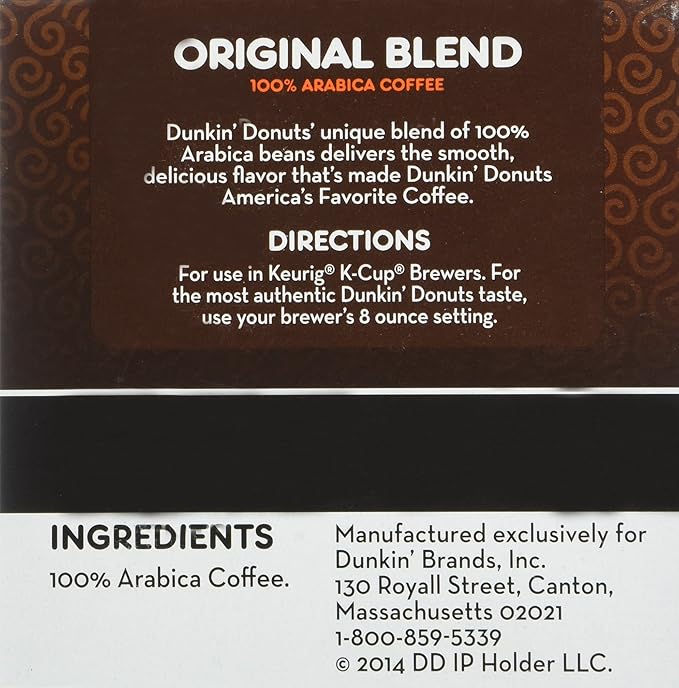 Dunkin' Donuts Original Blend Medium Roast Coffee 12 K Cups for Keurig Makers